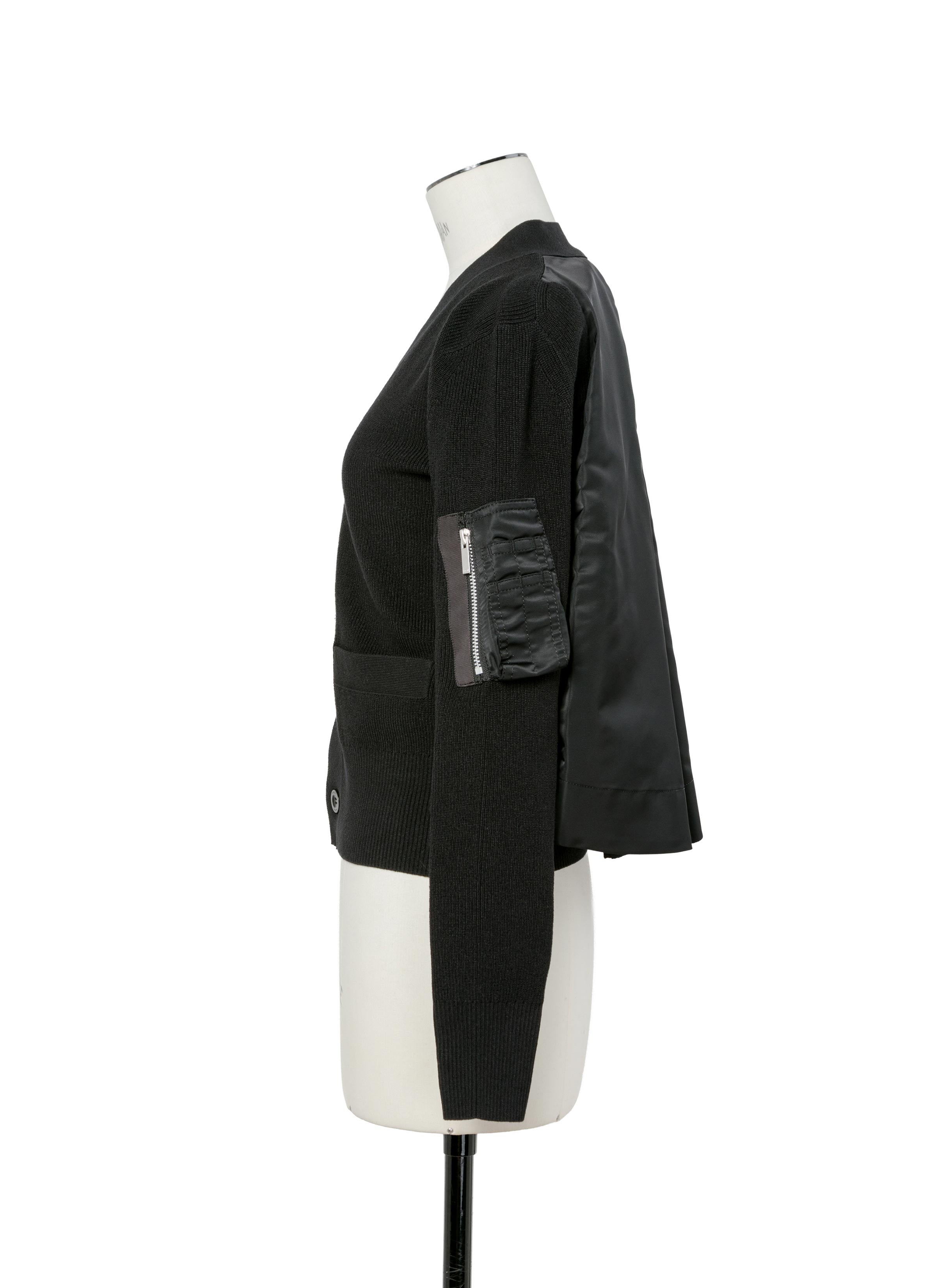 Nylon Twill x Cotton Knit Cardigan - 2