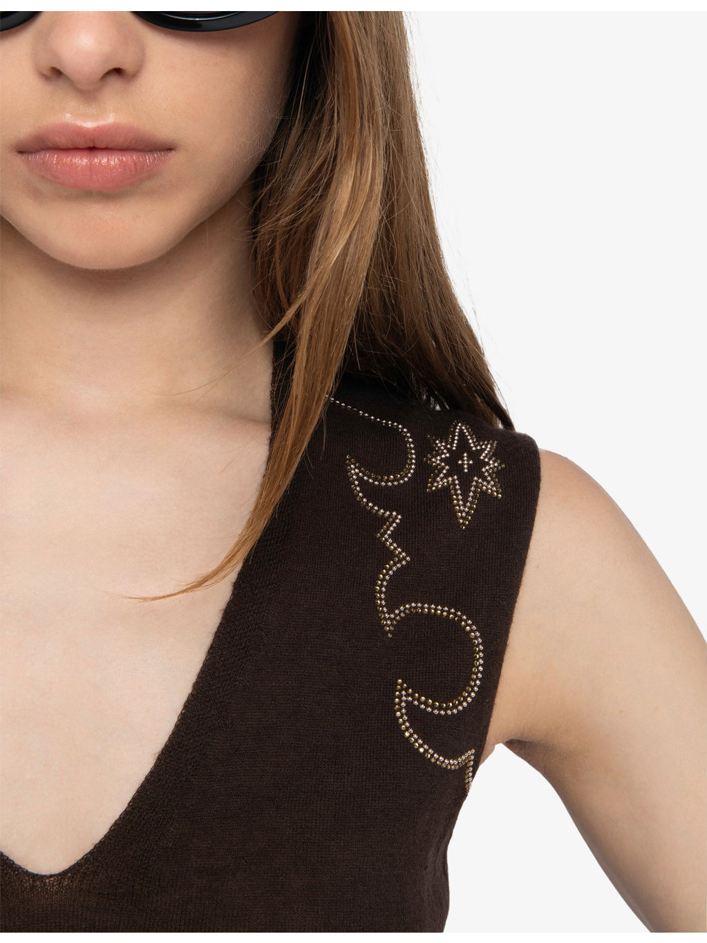 Vicky Rhinestone-Embellished Sleeveless Cashmere Jumper - 7