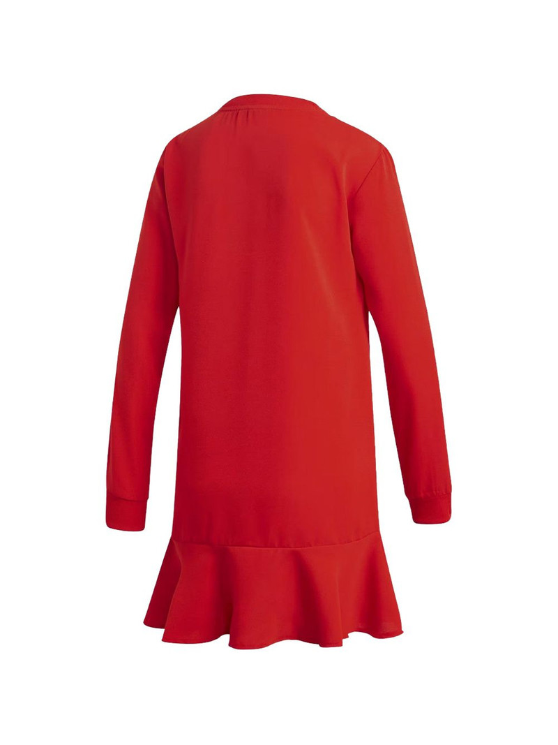 adidas 3-Stripe long-sleeve ruffled dress outlook