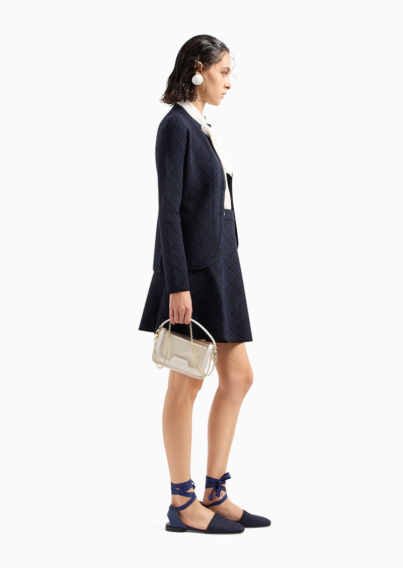 EMPORIO ARMANI Flared wrap skirt in stretch knit with a jacquard motif outlook