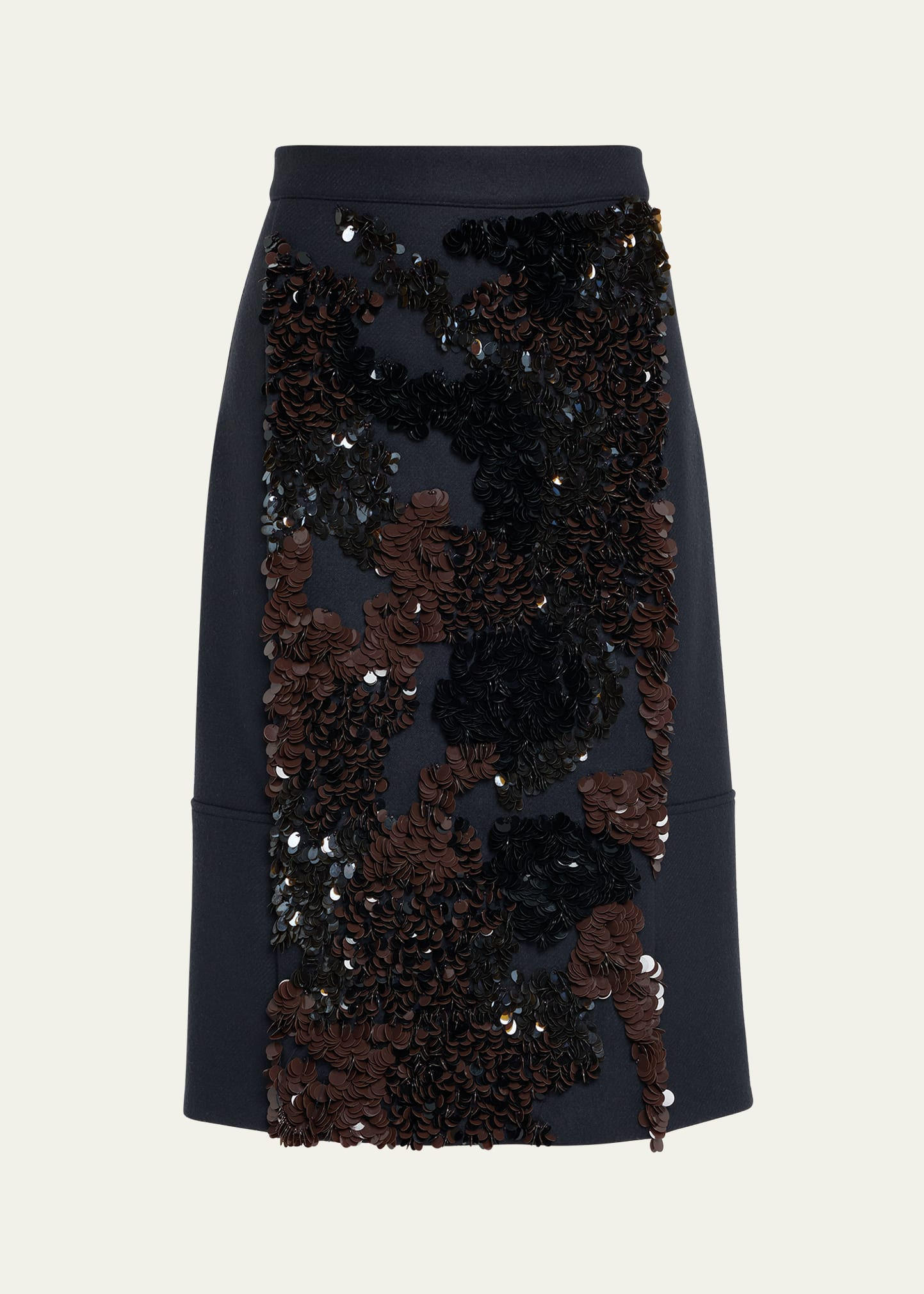 Sequined Wool Midi Skirt - 1