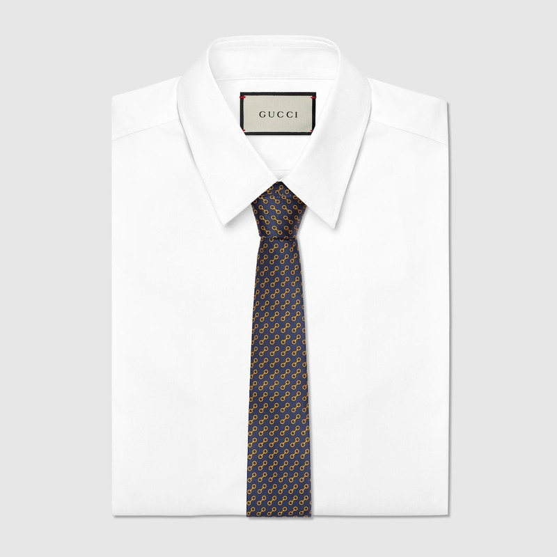 GUCCI Horsebit silk jacquard tie outlook