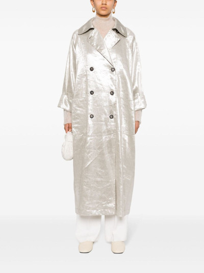 Brunello Cucinelli metallic-finish trench coat outlook