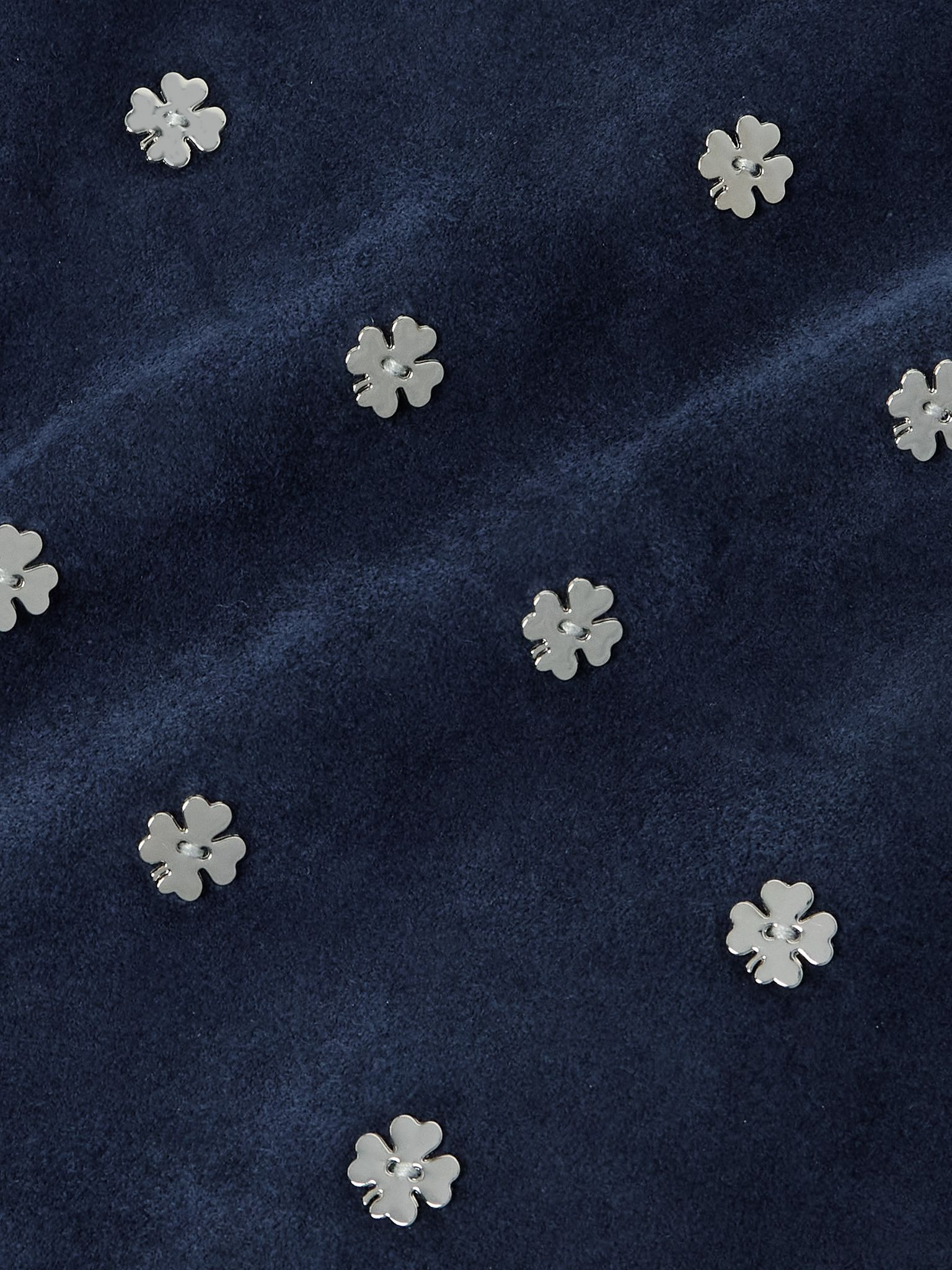Clover Embellished Suede Overshirt Navy - 5