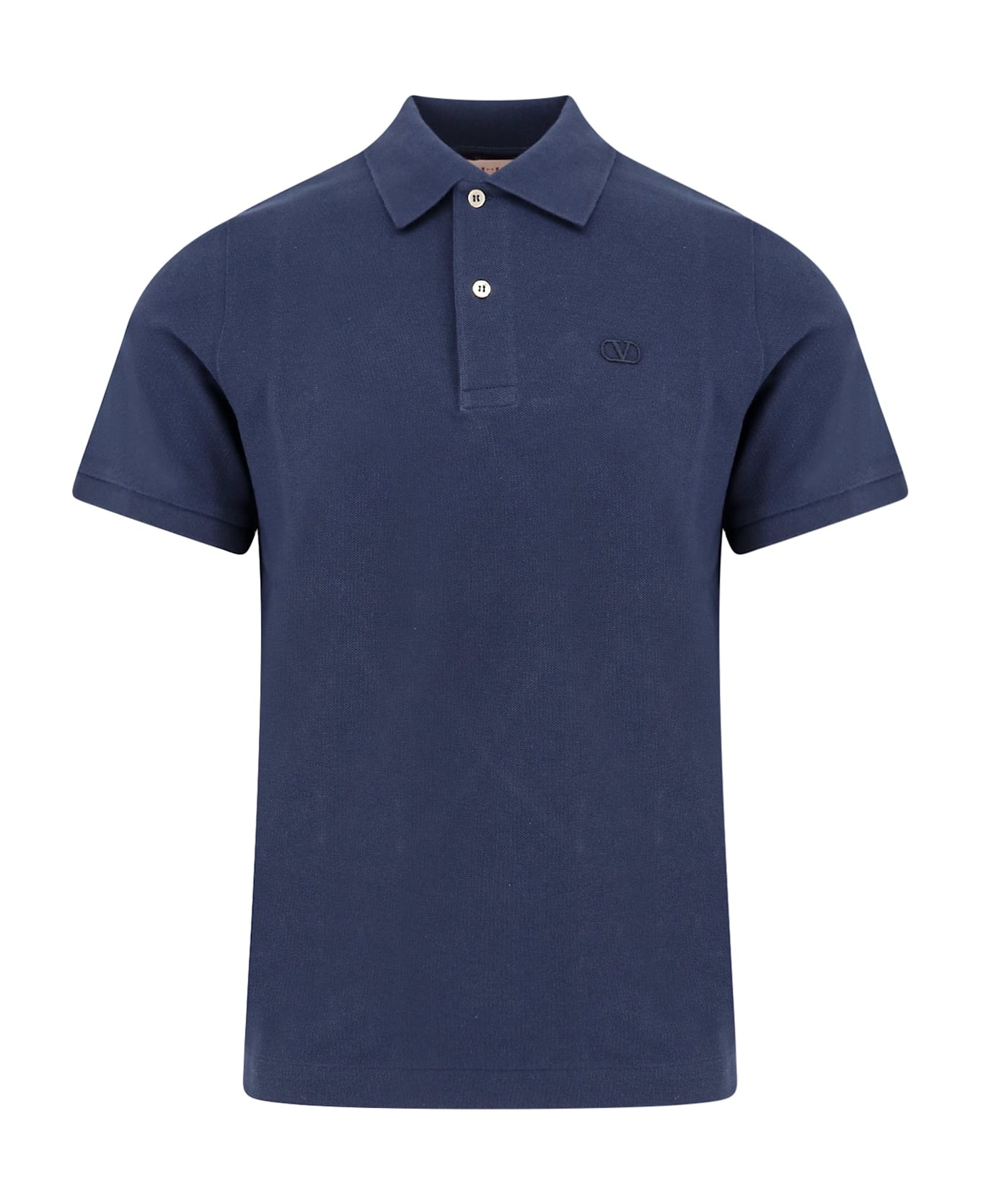 Cotton Piquet Polo Shirt With Vlogo Embroidery - 1