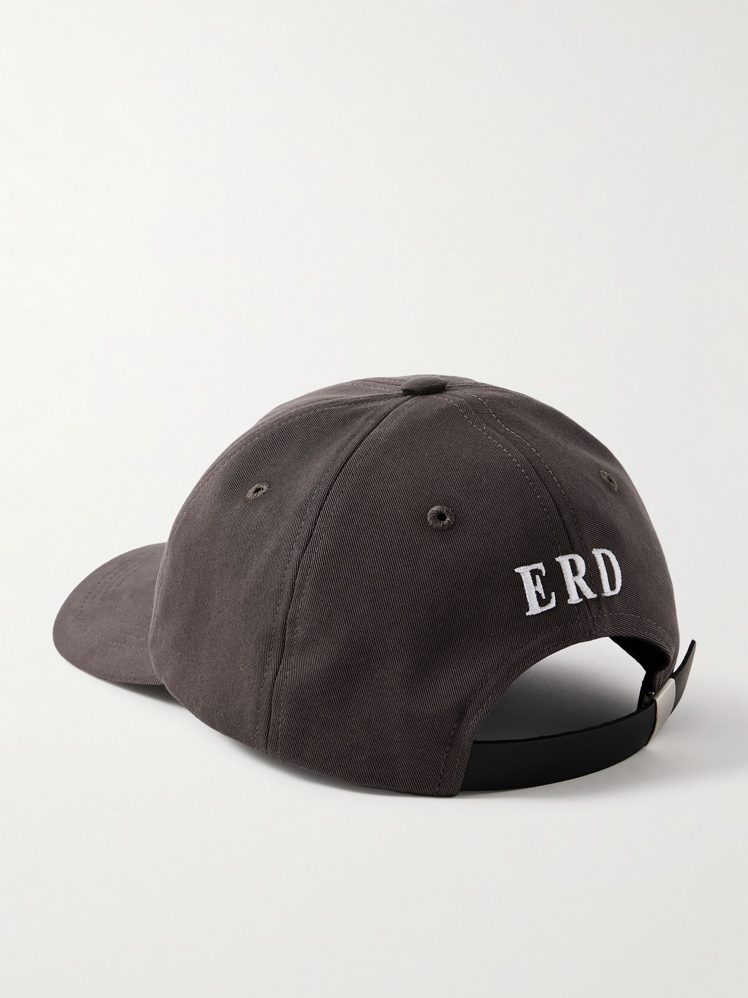 Tabac Rat Leather-Trimmed Embroidered Cotton-Twill Baseball Cap Black - 2