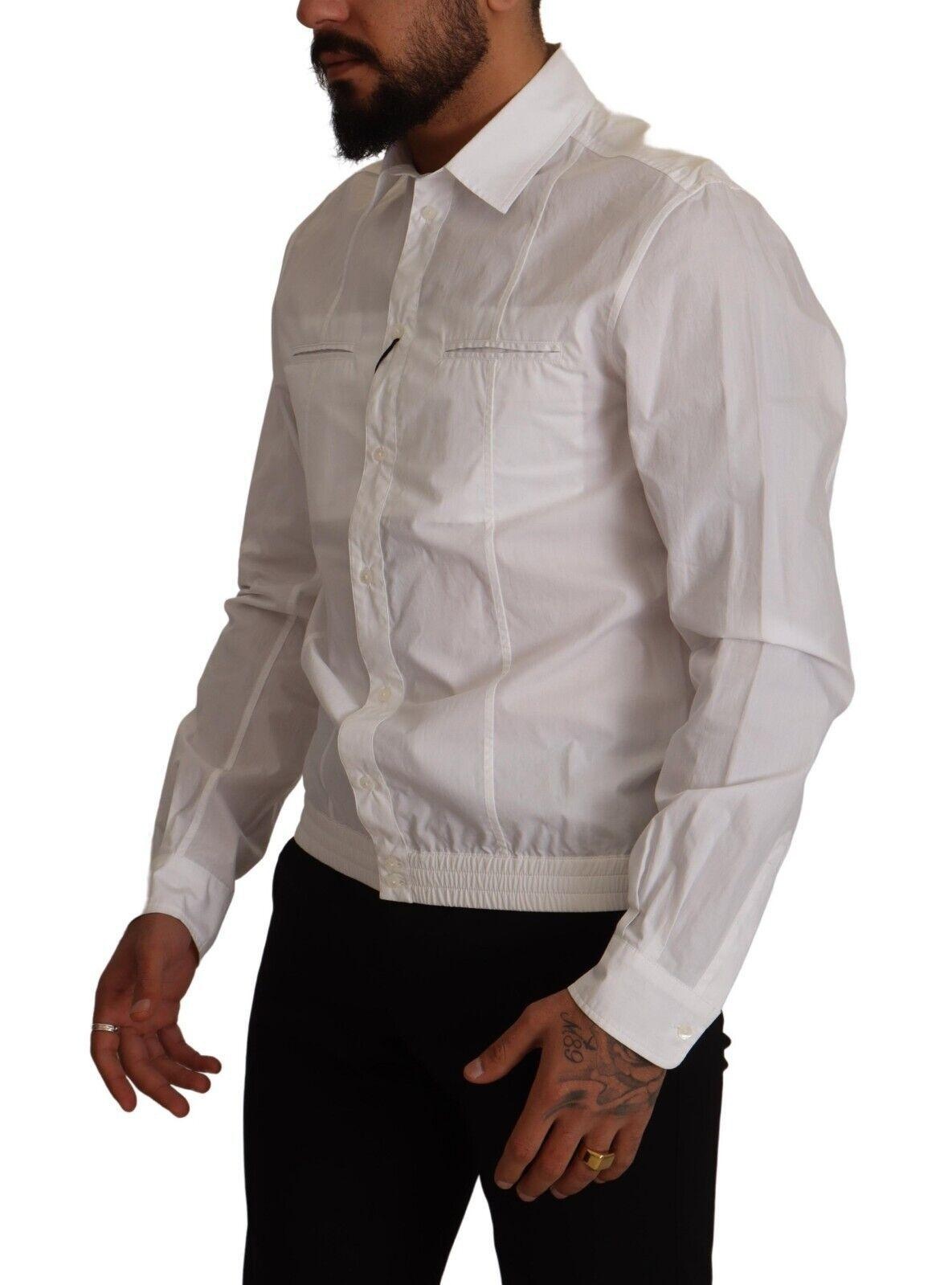 Dolce & Gabbana White Cotton Button Down Men Collared Shirt - 2