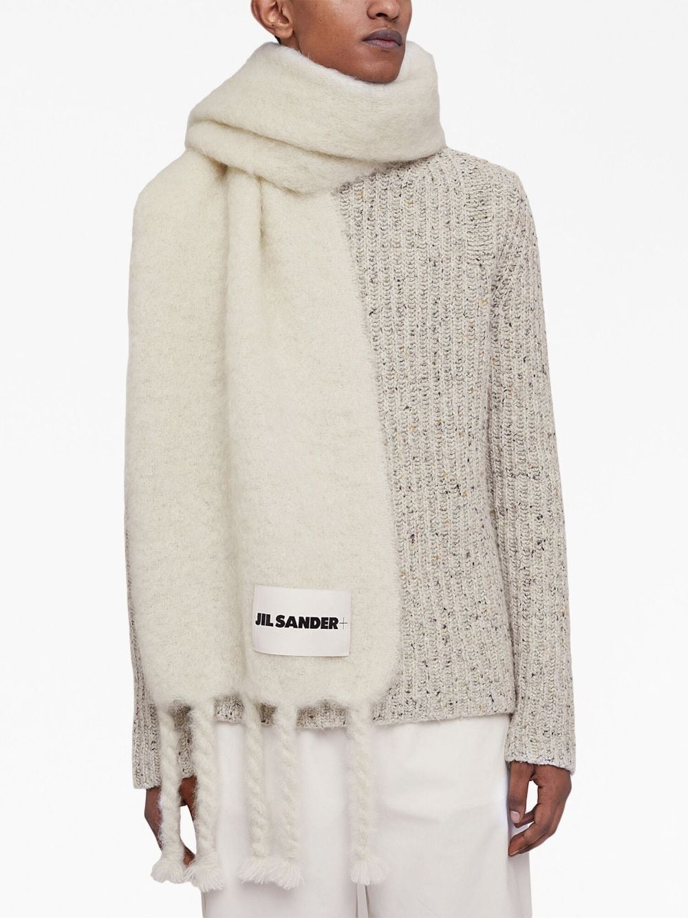 logo-patch chunky-knit scarf - 3