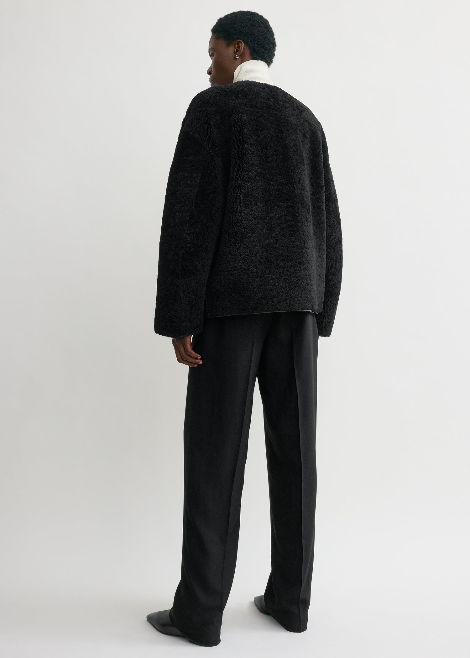 Teddy shearling clasp jacket black - 4