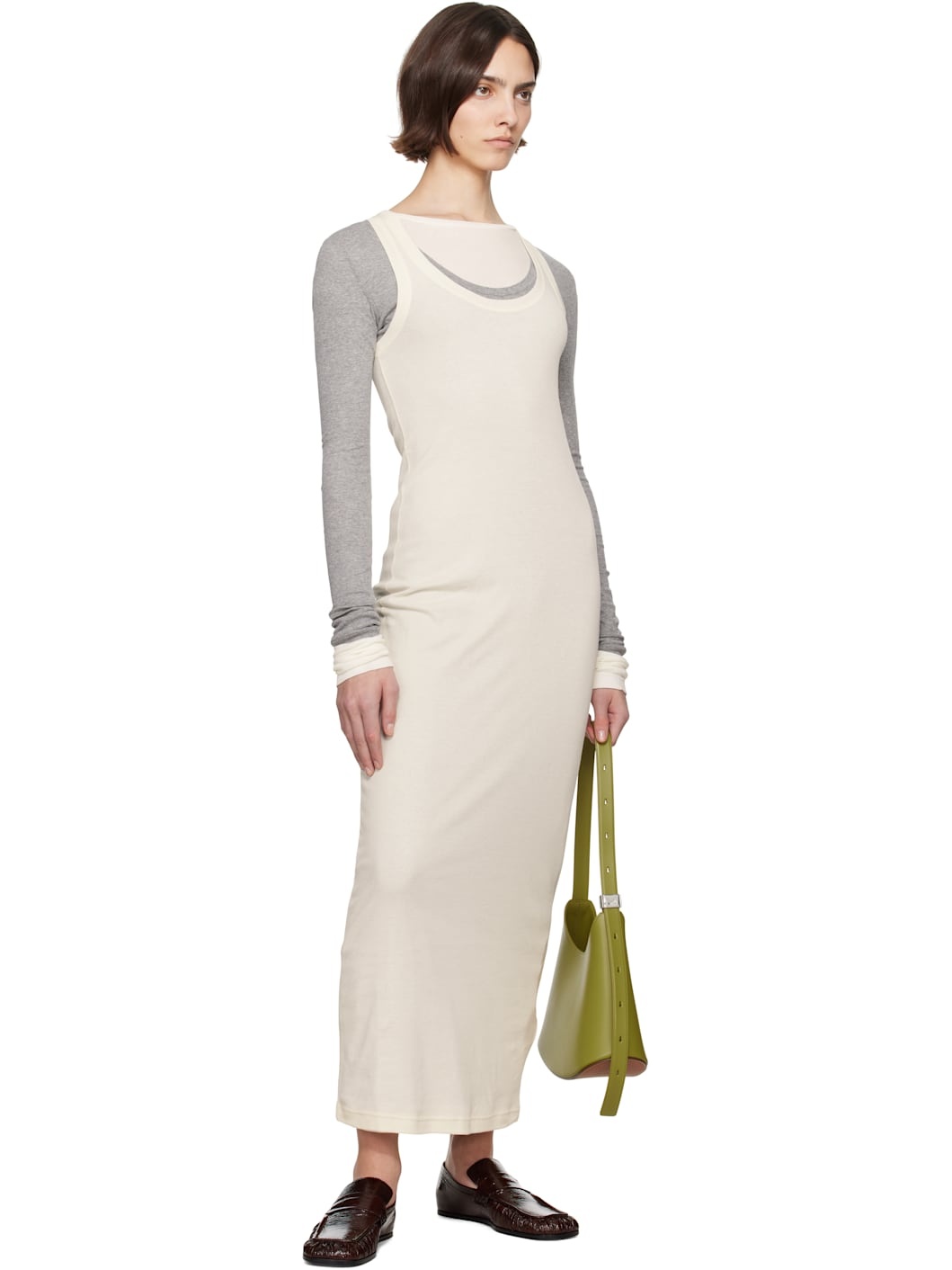 Gray 3 Layers Long Sleeved Maxi Dress - 6