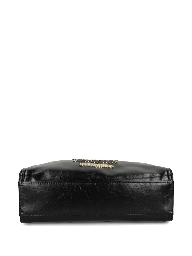 Moschino logo-plaque studded shoulder bag outlook