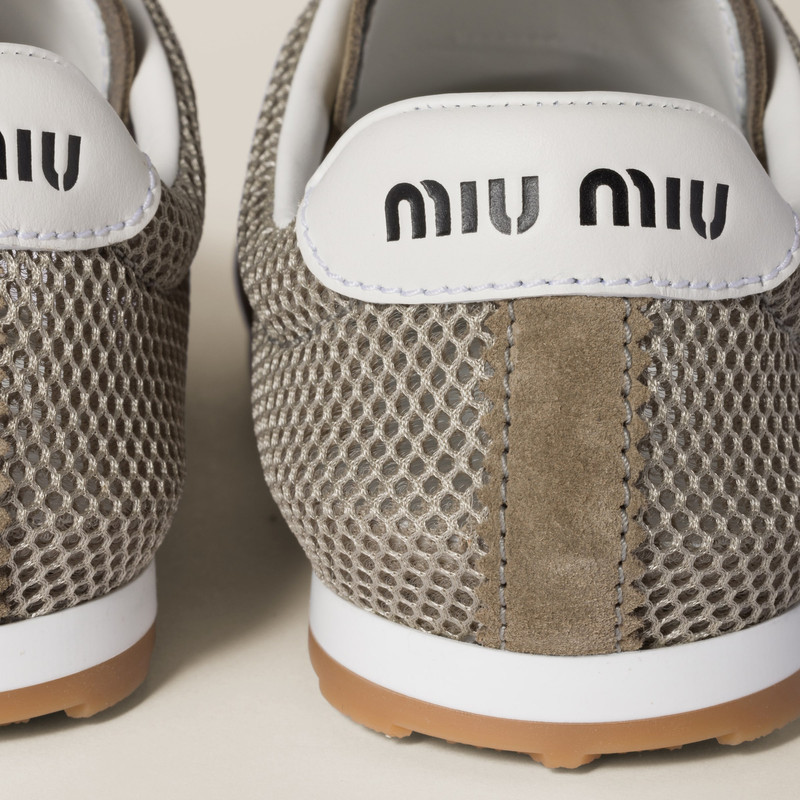 Miu Miu Plume mesh and suede sneakers outlook