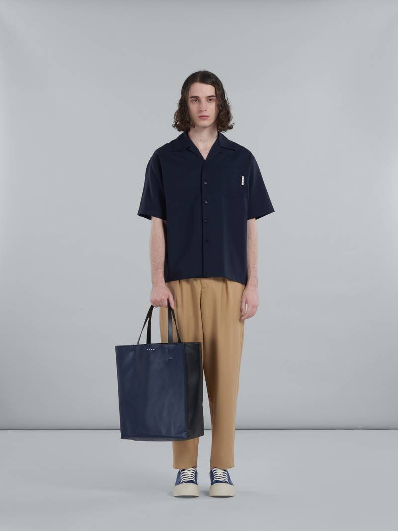 Marni MUSEO SOFT LARGE BAG IN BLACK AND BLUE LEATHER outlook