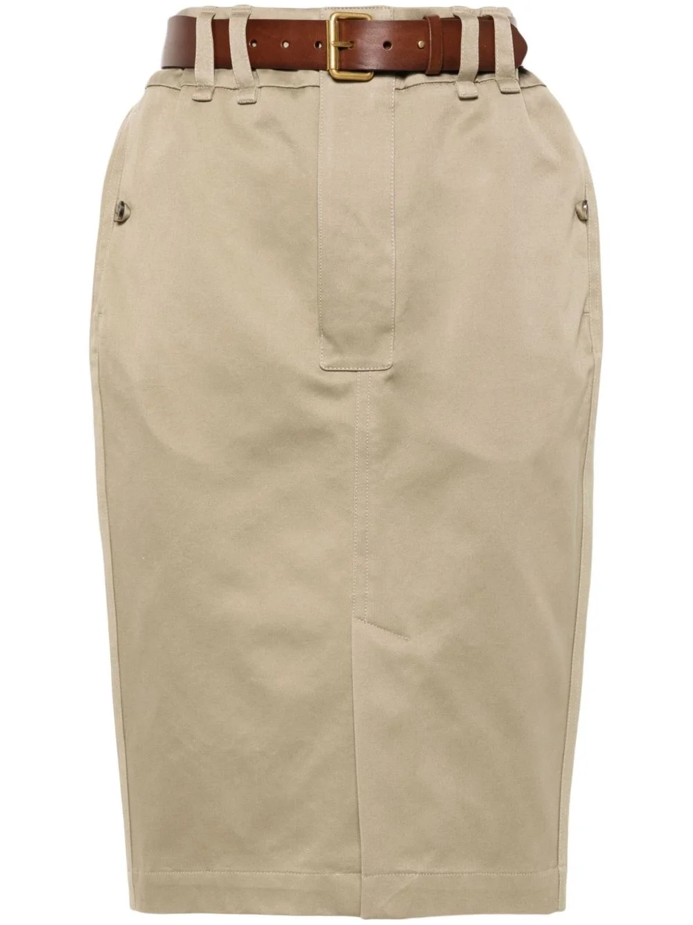 belted gabardine pencil skirt - 1