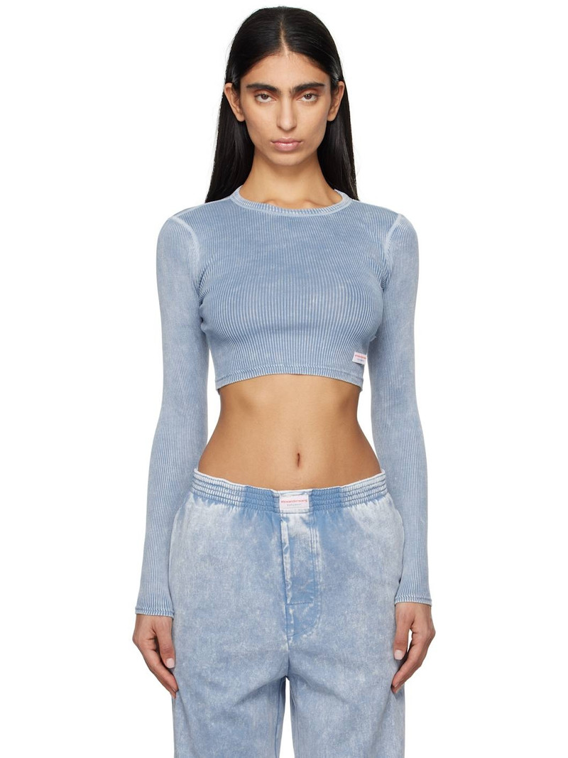 Blue Cropped Long-Sleeve T-shirt 1