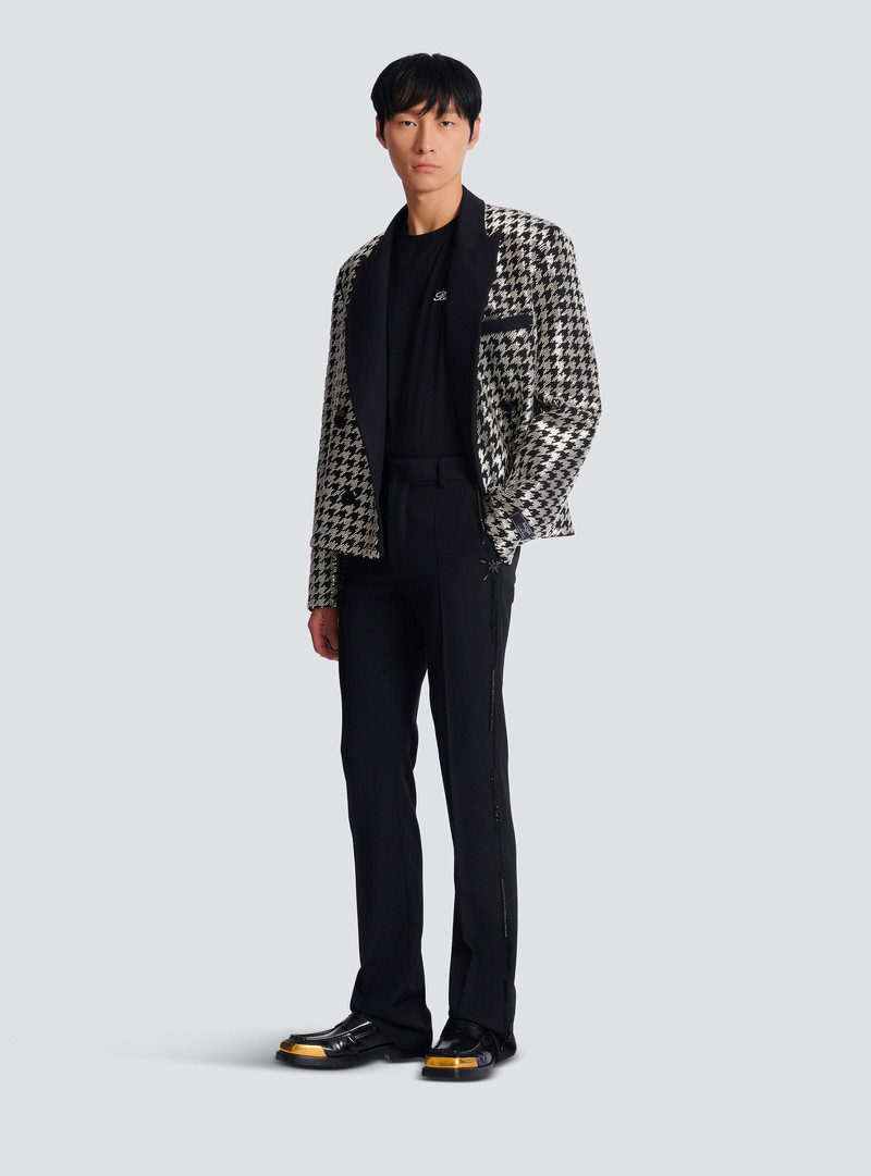 Balmain Straight-leg wool trousers with crystal embroidery outlook