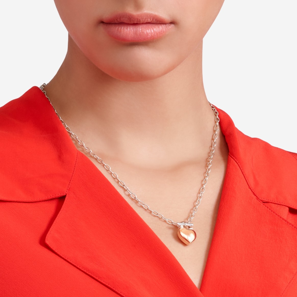 Rose Gold & Silver Heart Necklace - 3