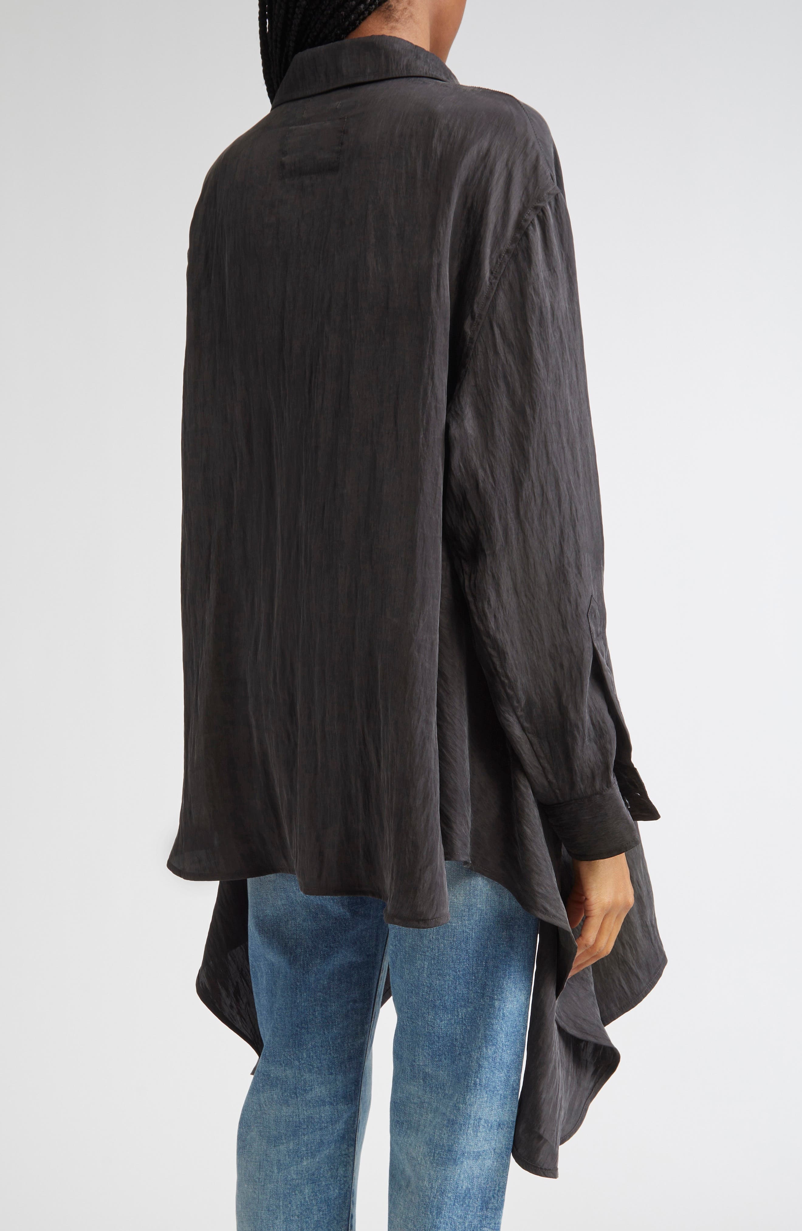 R13 Draped Front Button-Up Shirt in Black at Nordstrom - 3