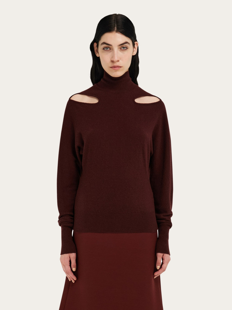 FERRAGAMO Knitted mock neck top with cut out detail outlook