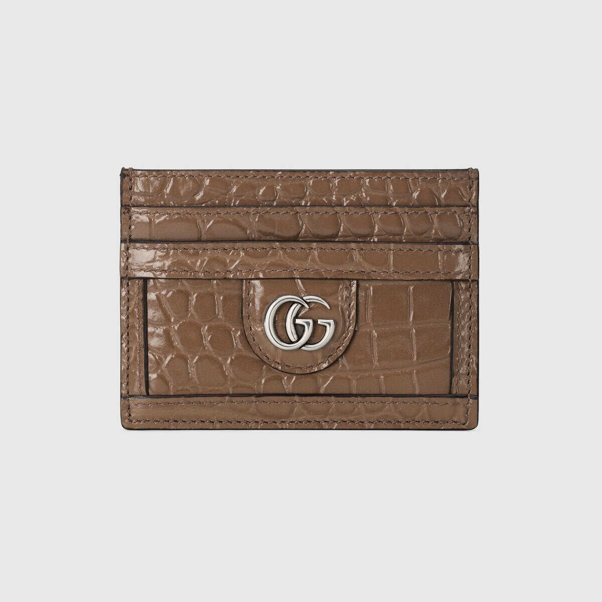 Crocodile card case with Double G - 1