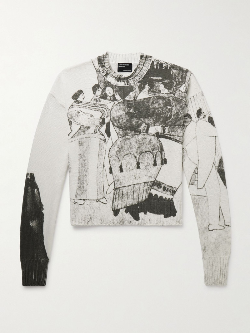 The Ballroom Dance Printed Cotton-Blend Sweater Gray 1