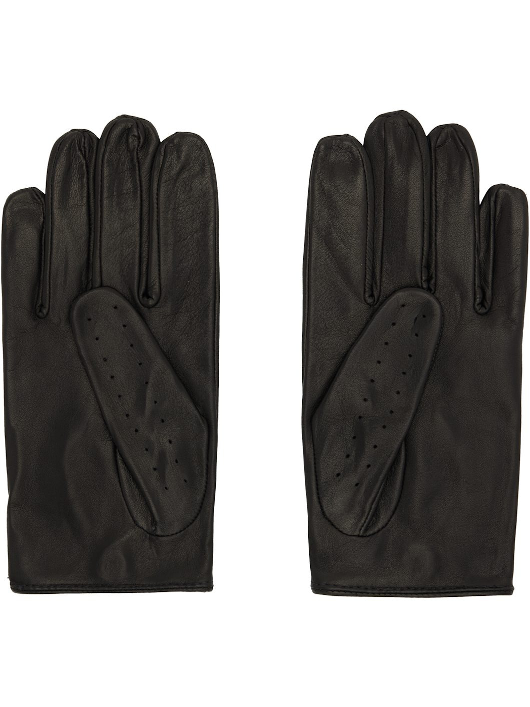 Black Leather Driving Gloves - 2