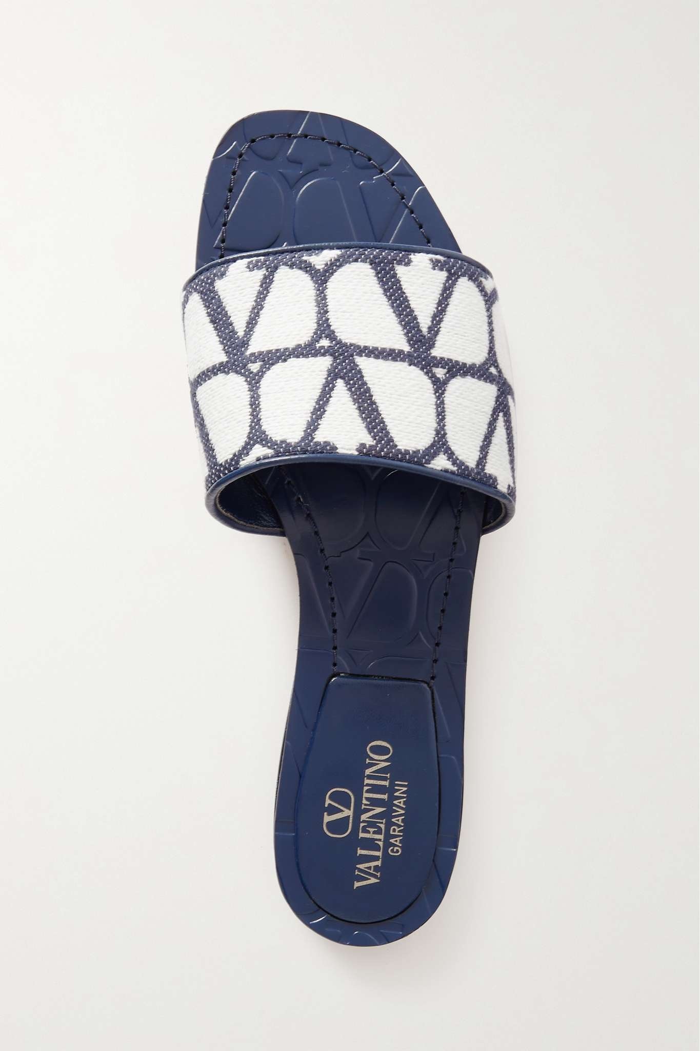 Toile Iconographe leather-trimmed cotton-canvas jacquard slides - 5