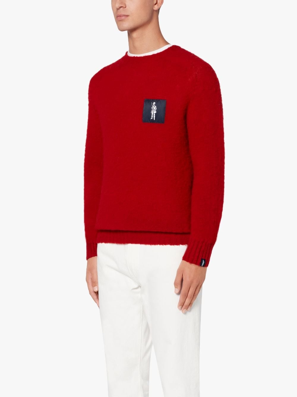 HUTCHINS PATCH RED WOOL CREW NECK SWEATER - 3