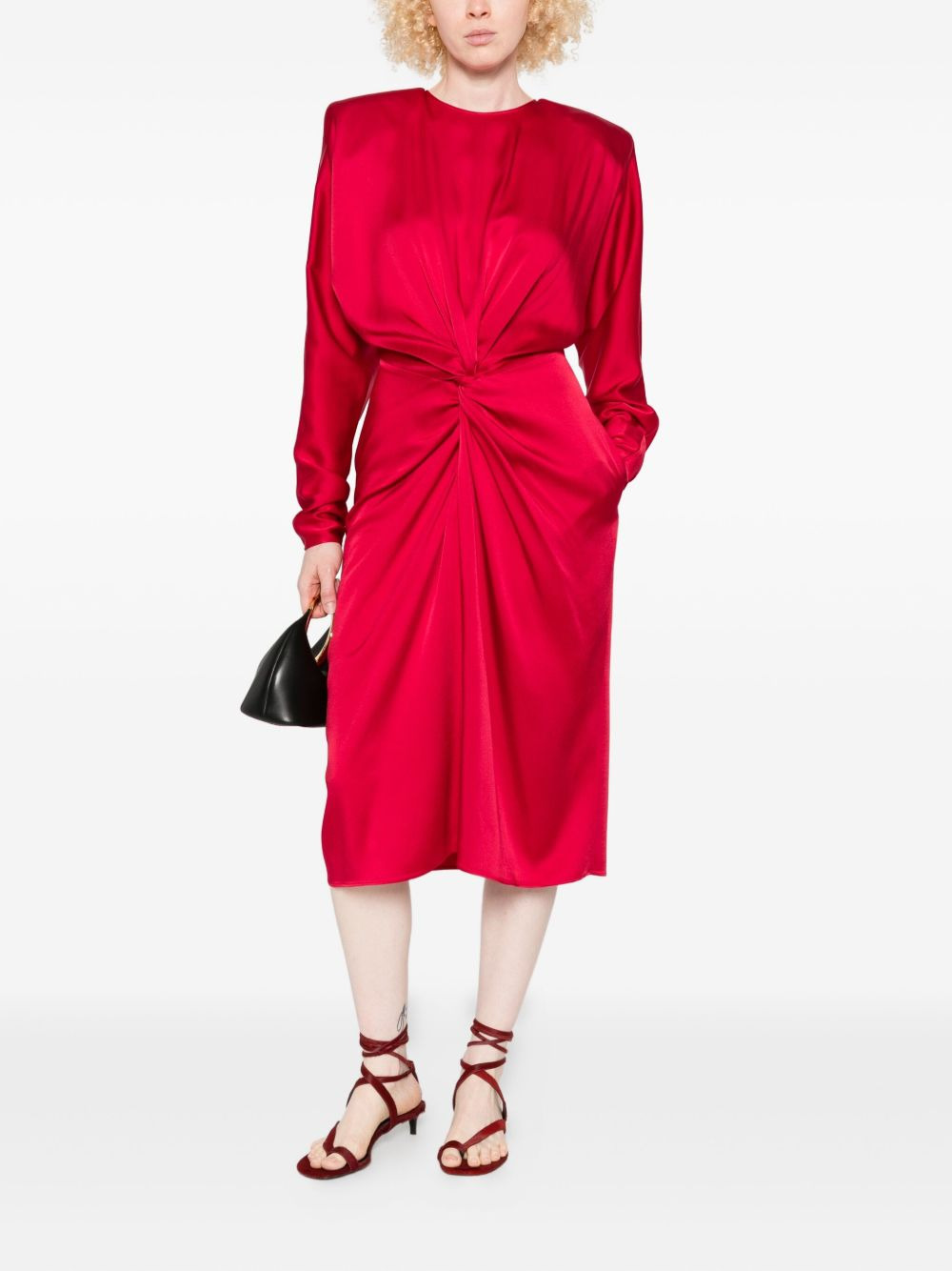 twist-detail long-sleeve midi dress - 2