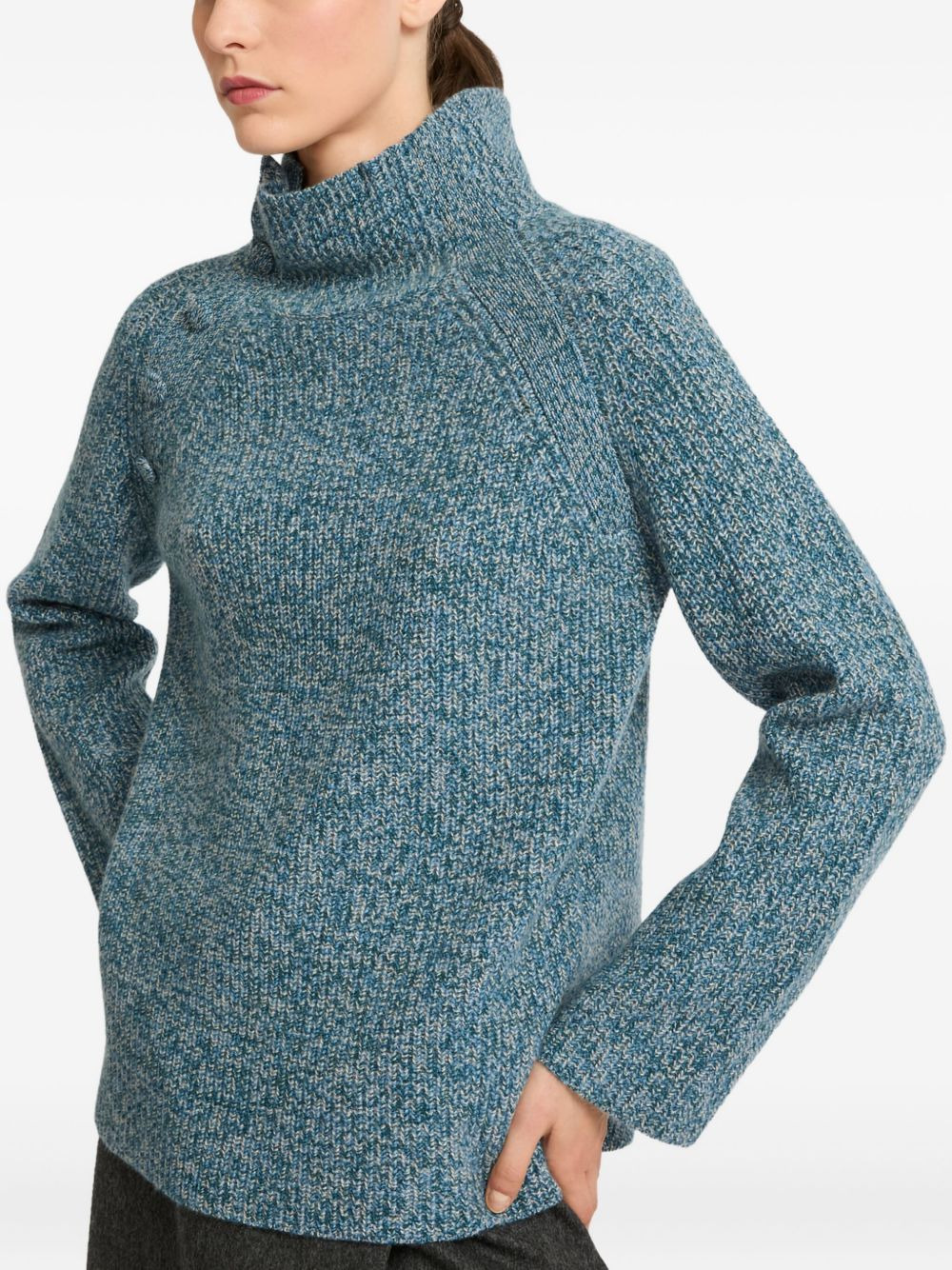 funnel-neck button-detail sweater - 3