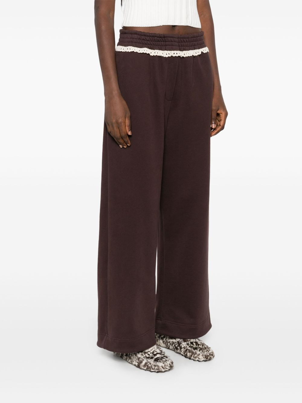 lace-detail cotton track pants - 3