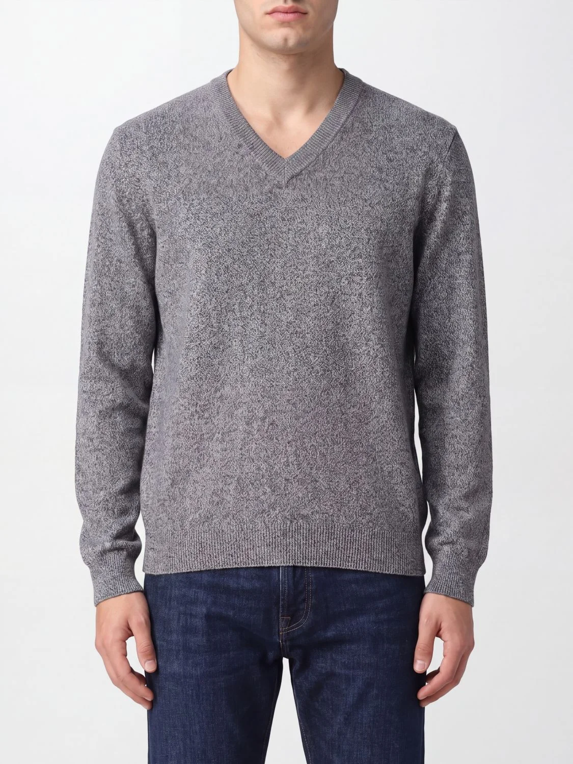 BRUNELLO CUCINELLI V-Neck Pure Cashmere Jumper with Ribbed Trims - 1