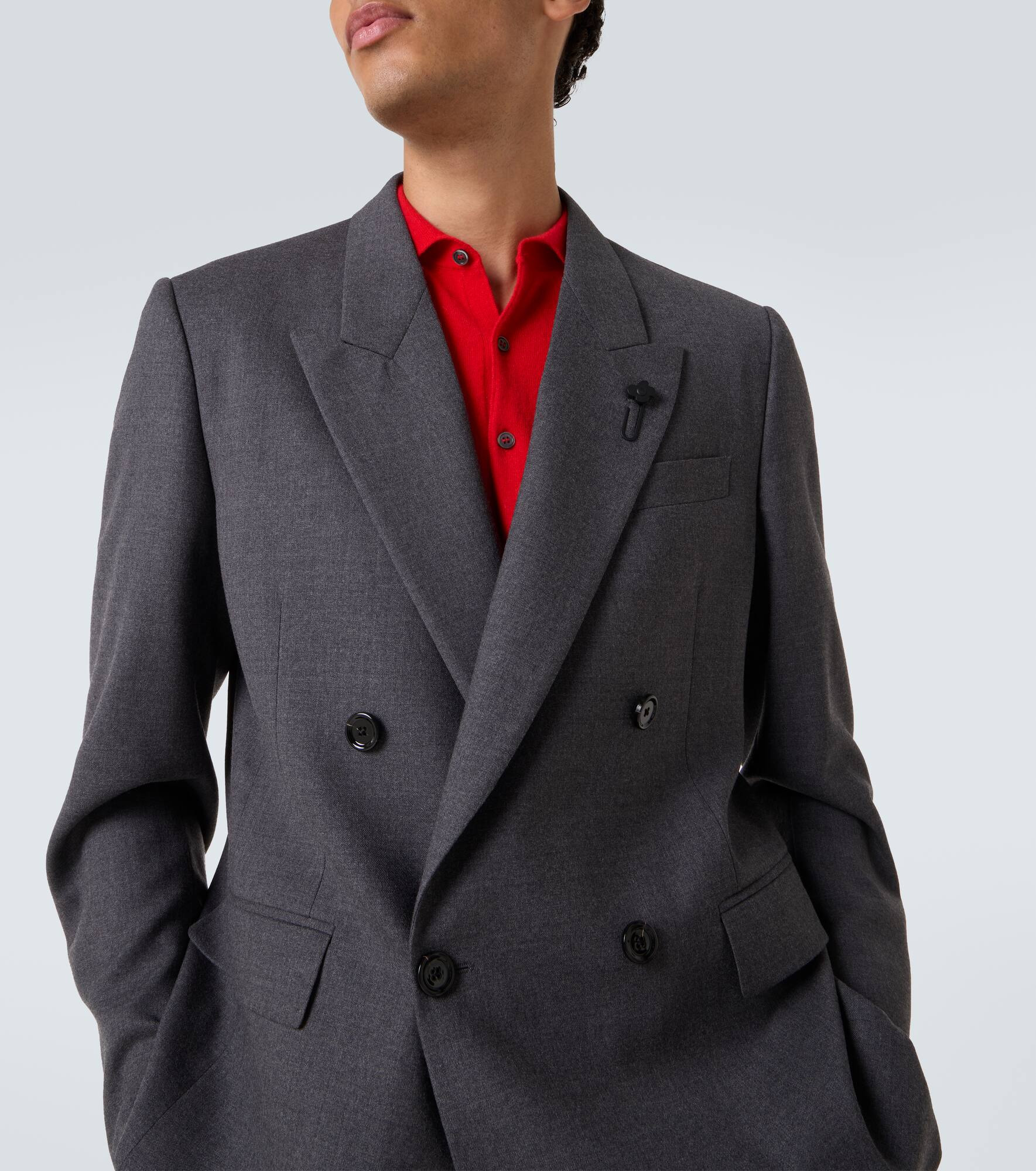 Double-breasted wool blazer - 5
