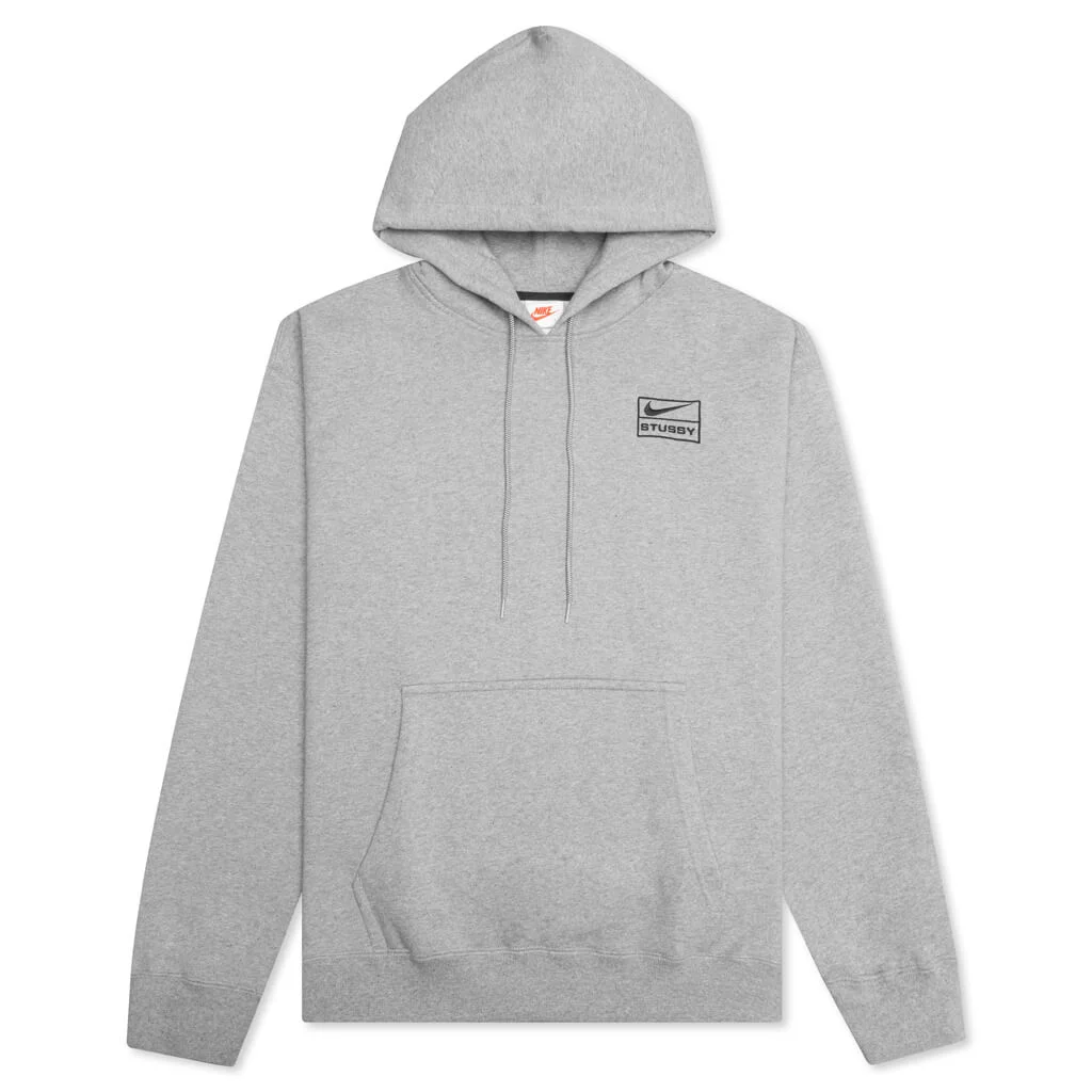 NIKE X STÜSSY HOODED SWEATSHIRT - DARK HEATHER GREY - 1