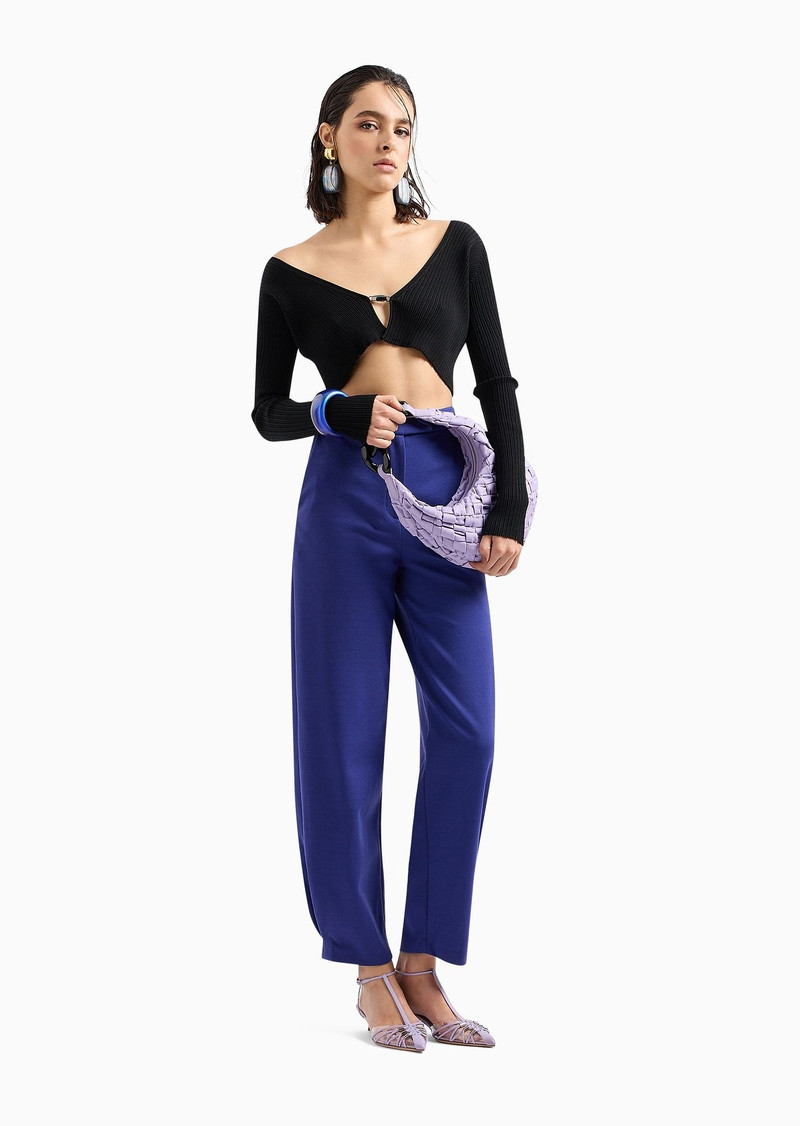 EMPORIO ARMANI Stretch Milano-stitch fabric trousers with narrow hem outlook