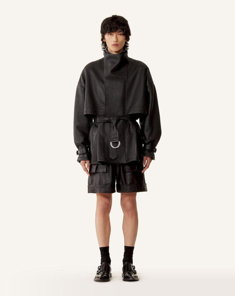 STAND COLLAR LEATHER JACKET 3