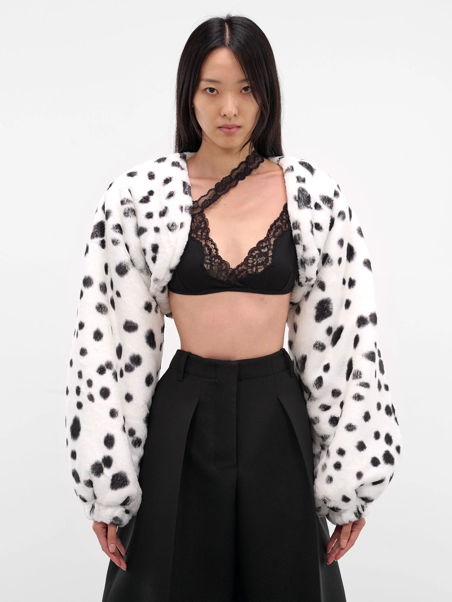 White Dalmatian Vegan Fur Bolero - 1