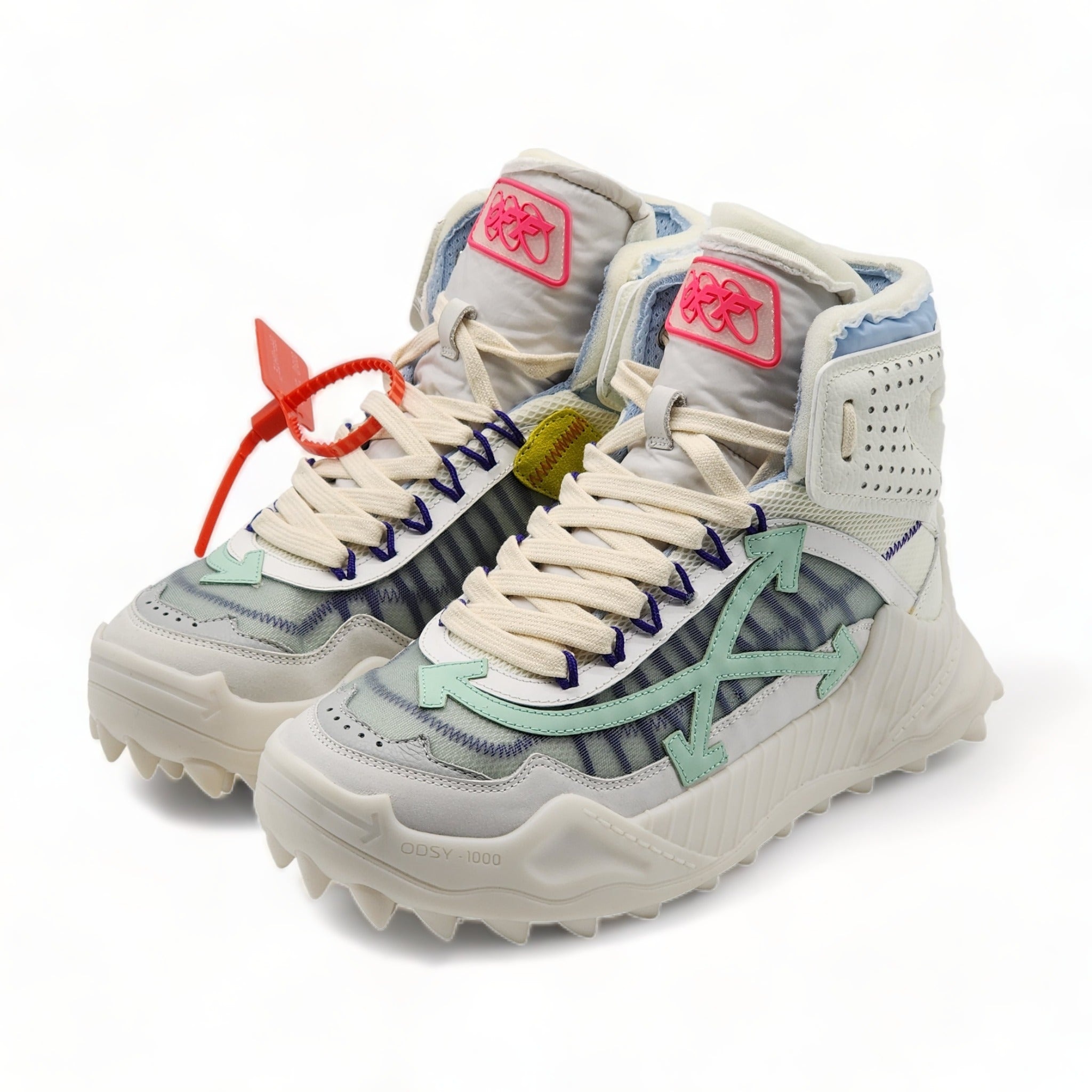 Off-White ODSY 1000 Hi Top Sneakers White Pale Blue - 1