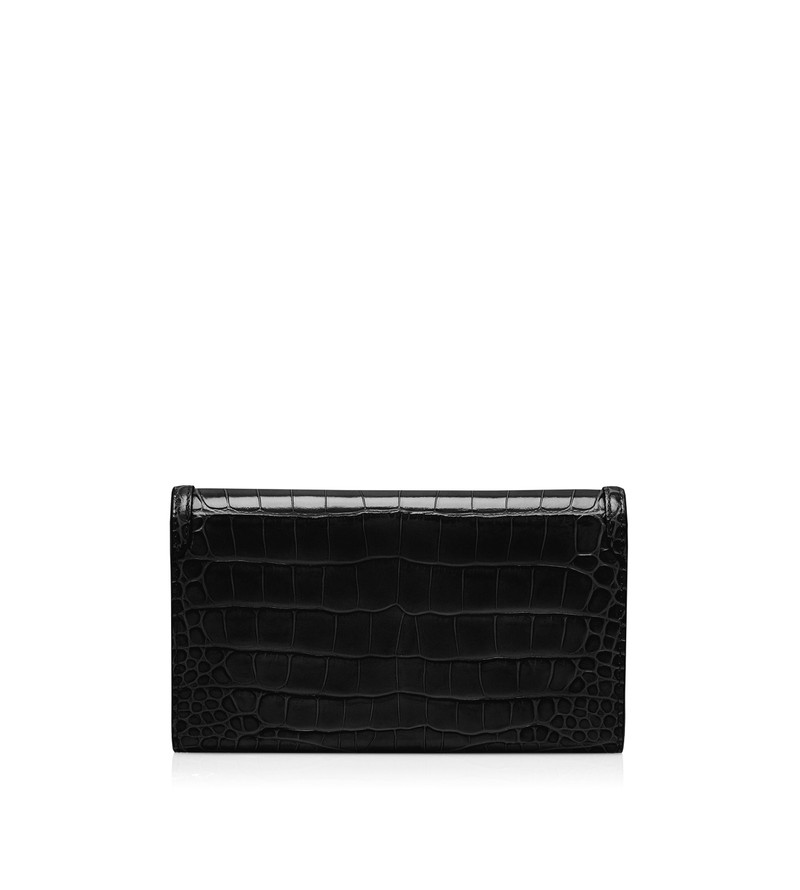 SHINY STAMPED CROCODILE LEATHER WALLIS WALLET ON STRAP 3