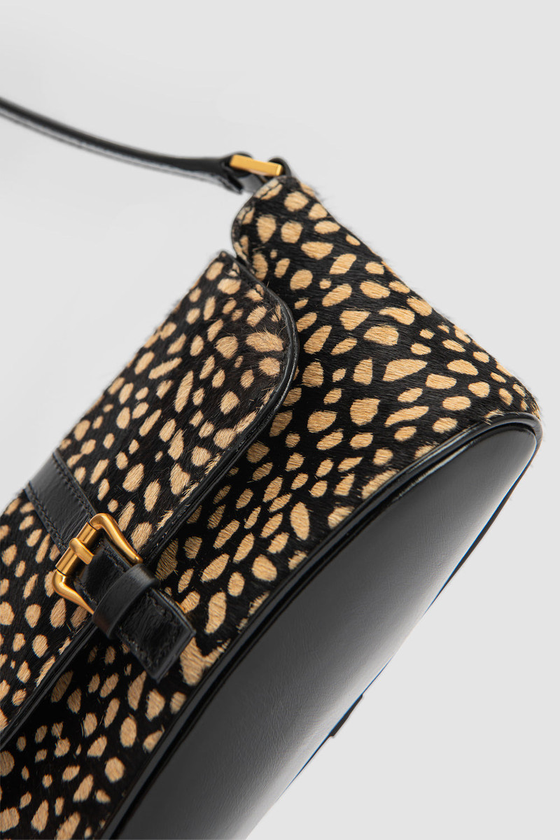 Miranda Baguette Black Cheetah Pony Hair Leather Shoulder Bag 5