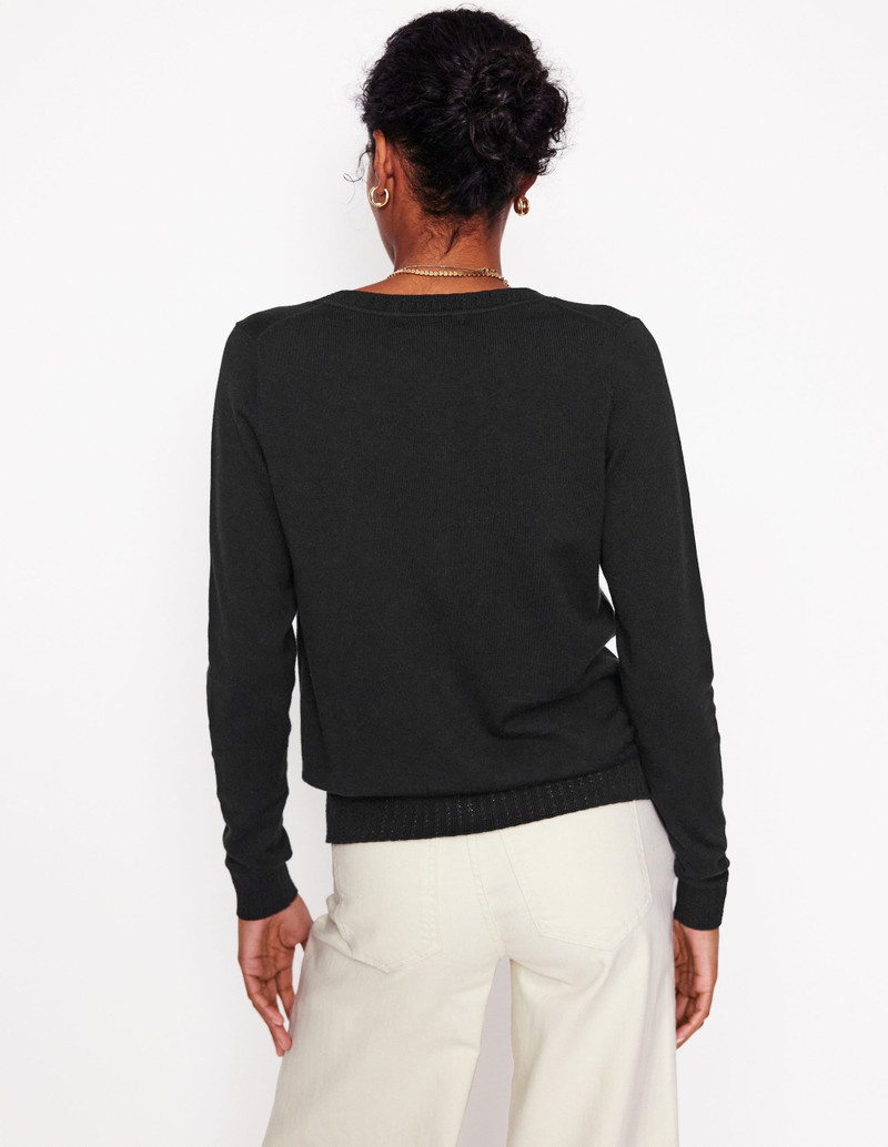 Emilia Cotton Crew Cardigan-Black 4