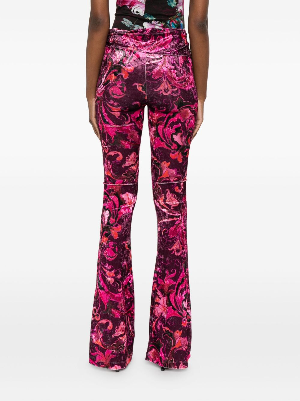 floral-print velvet trousers - 4