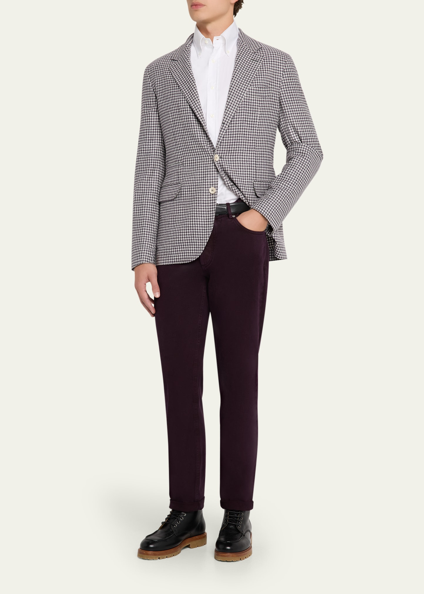 Men's Wool, Cashmere and Silk Houndstooth Sport Coat - 2