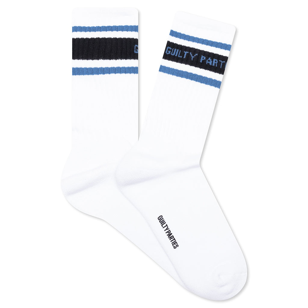 SKATER SOCKS TYPE 2 - WHITE/LIGHT BLUE - 1