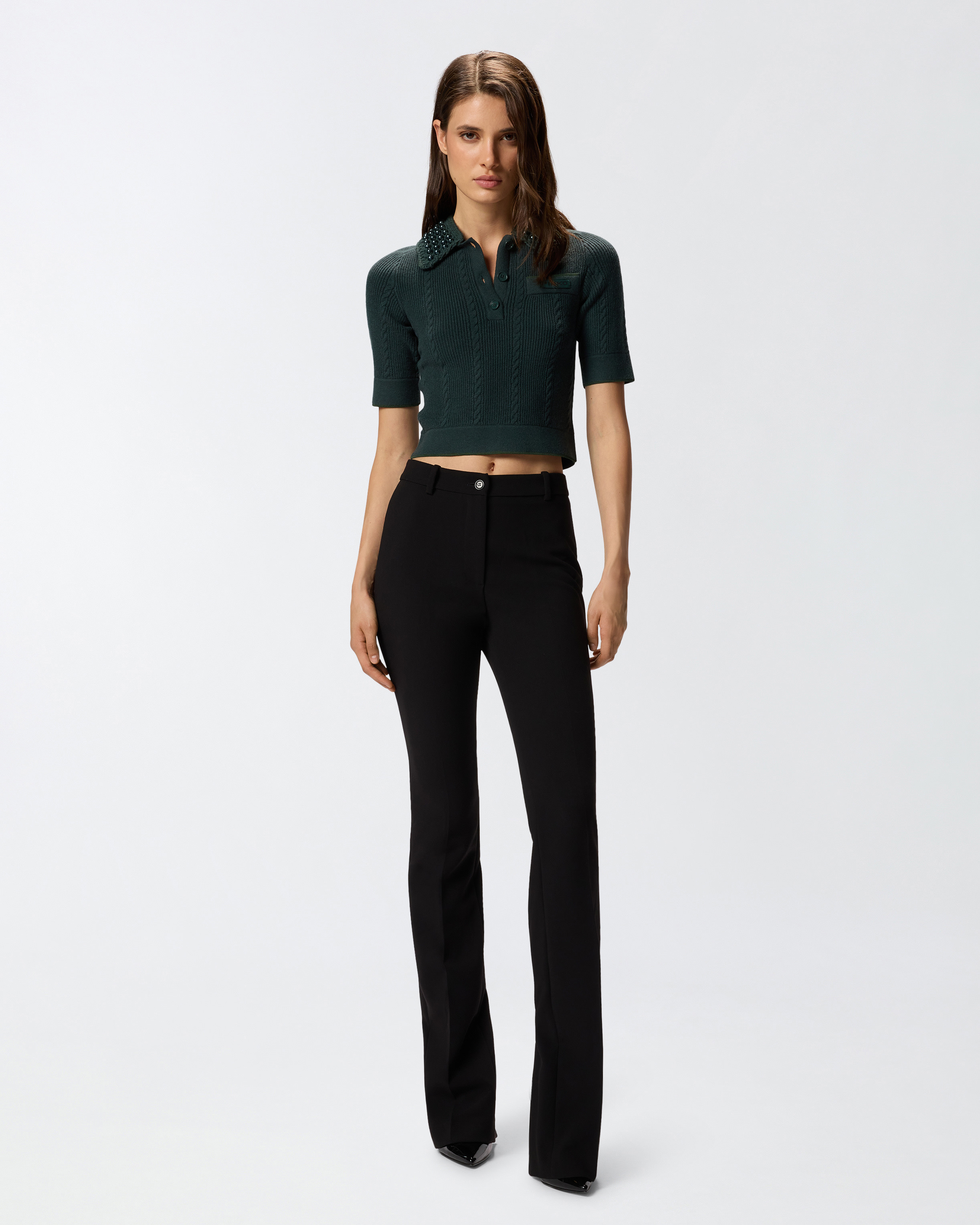 POLO-STYLE SWEATER WITH PEARLS - 3