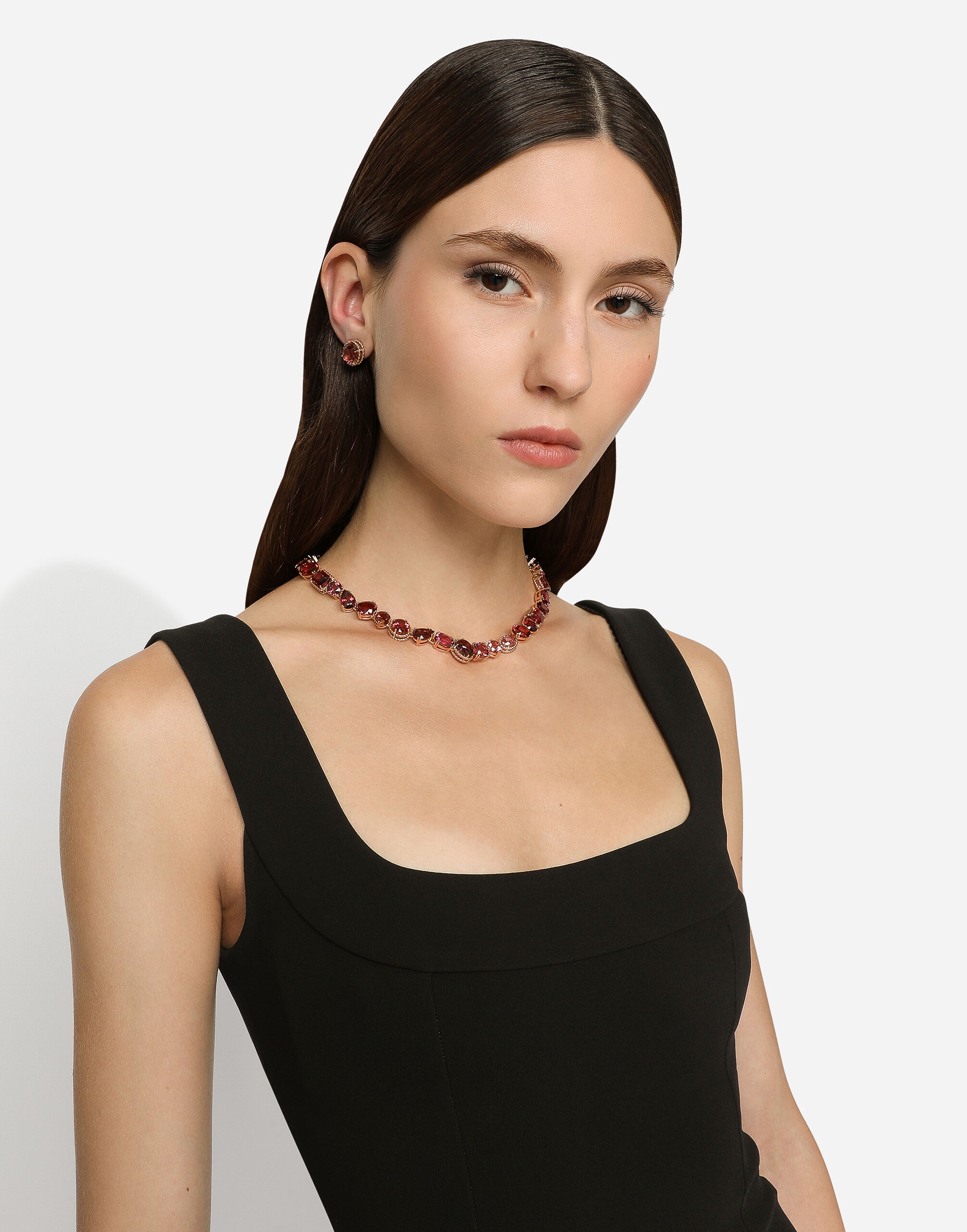 Rainbow Monochrome Necklace 18 carat red gold and pink tourmalines - 2