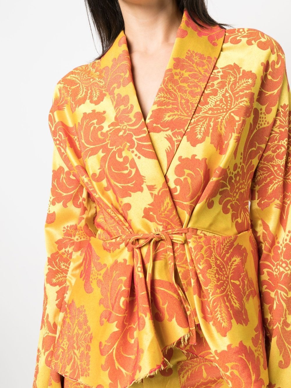 floral print tie-front jacket - 5