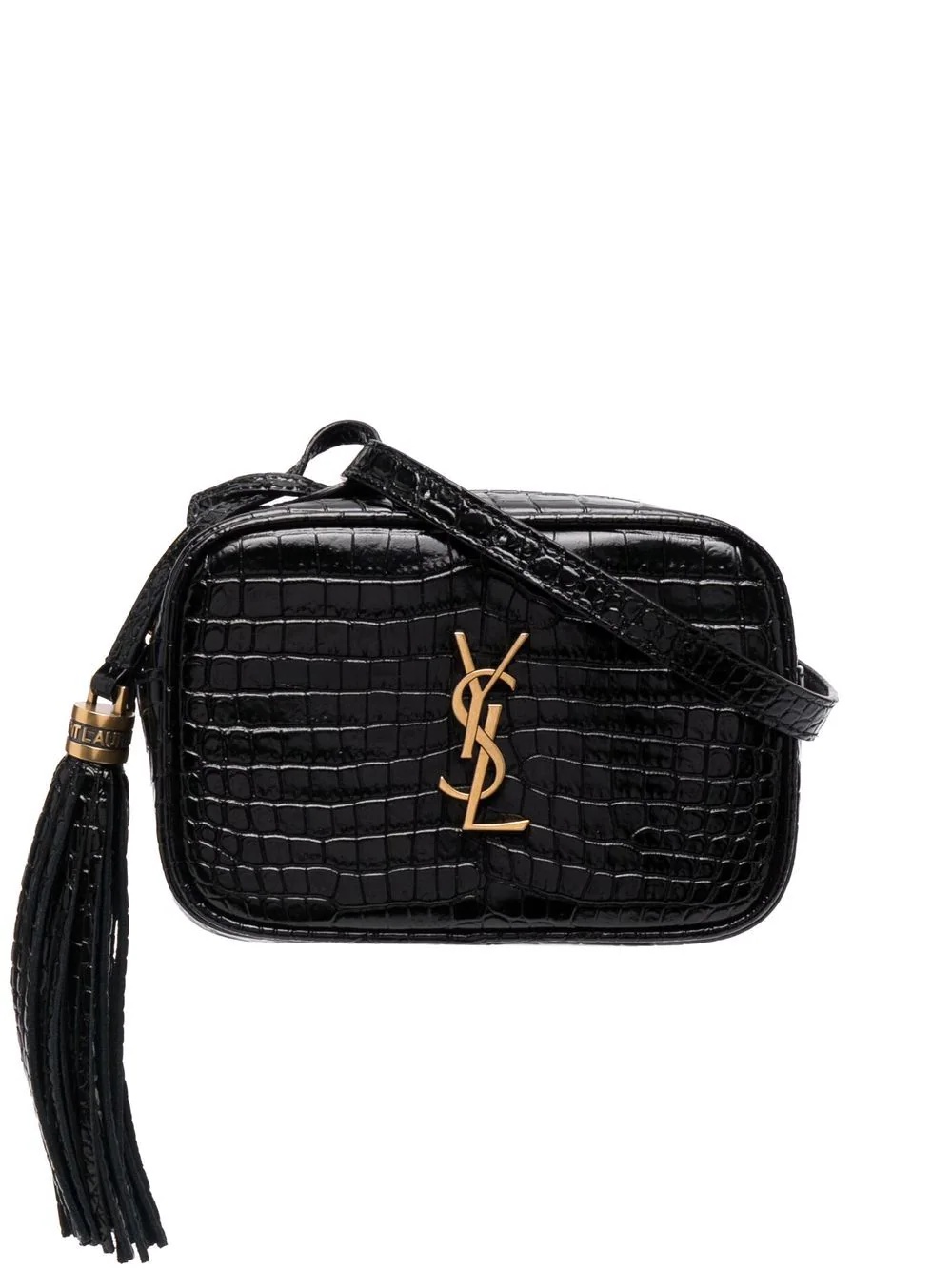 crocodile-effect logo-plaque belt bag - 1