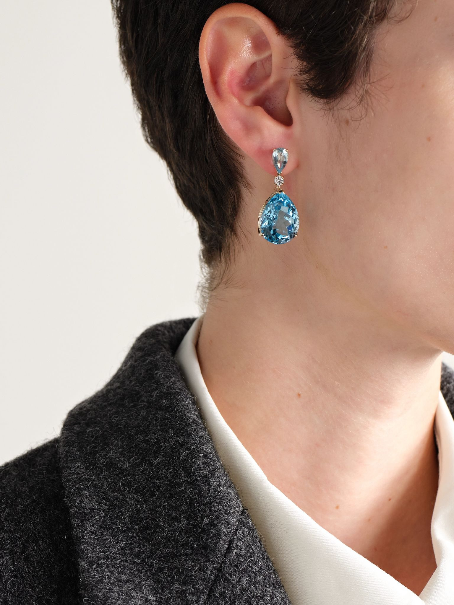Sophia 14-karat gold, topaz and diamond earrings Blue - 2