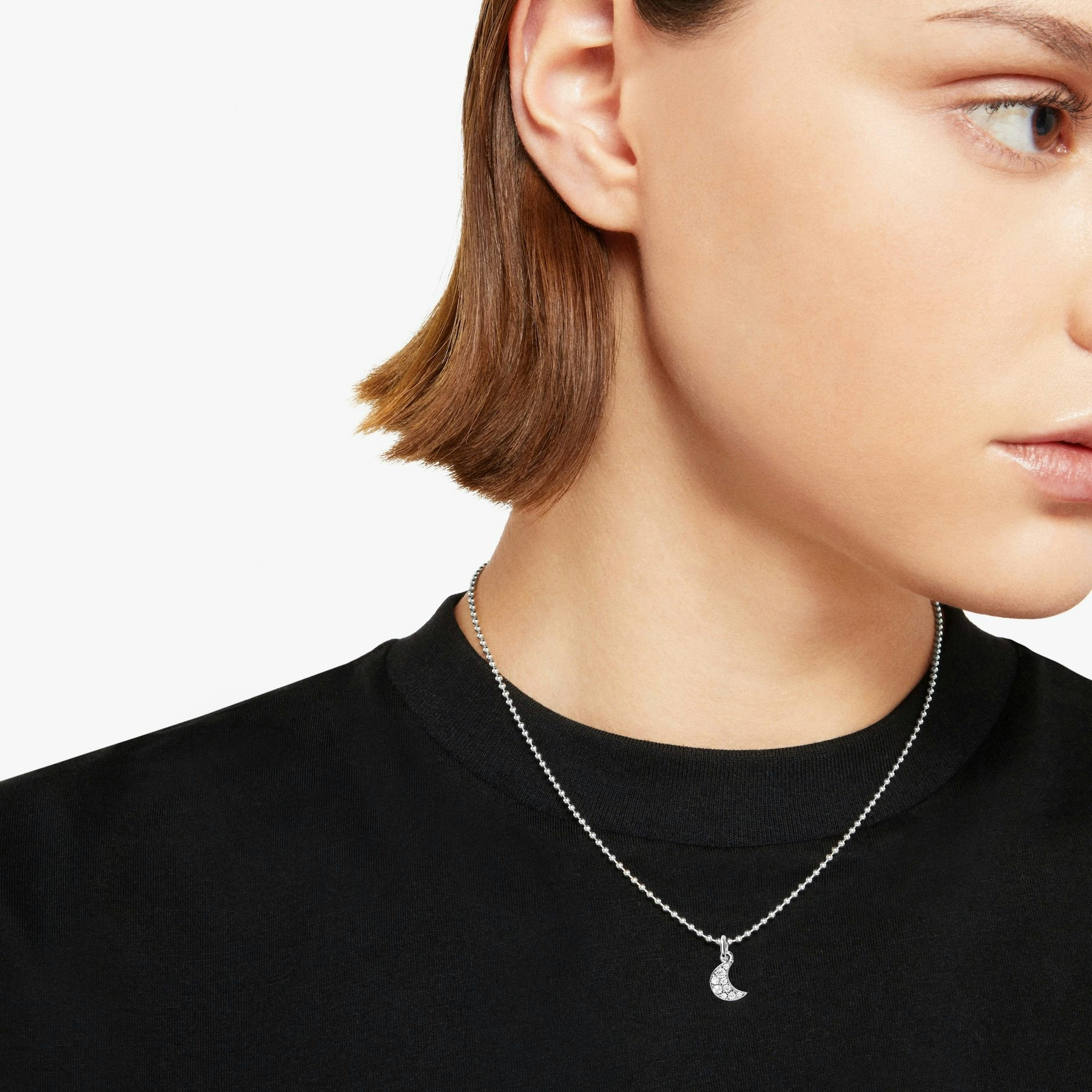 WHITE GOLD & WHITE DIAMOND MOON CHARM - 2